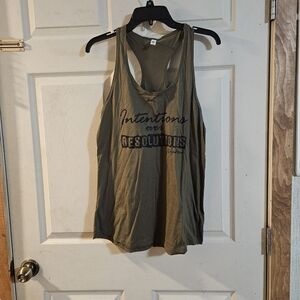 #CLUBFITWEAR INTENTIONS OVER RESOLUTIONS RACERBACK TANK: GREEN: EUC: XXL